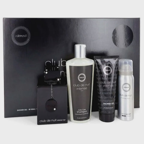 Armaf Club De Nuit Intense 4-Piece Gift Set – EDT 3.4oz + 1.7oz + Body Spray + Shower Gel - Men