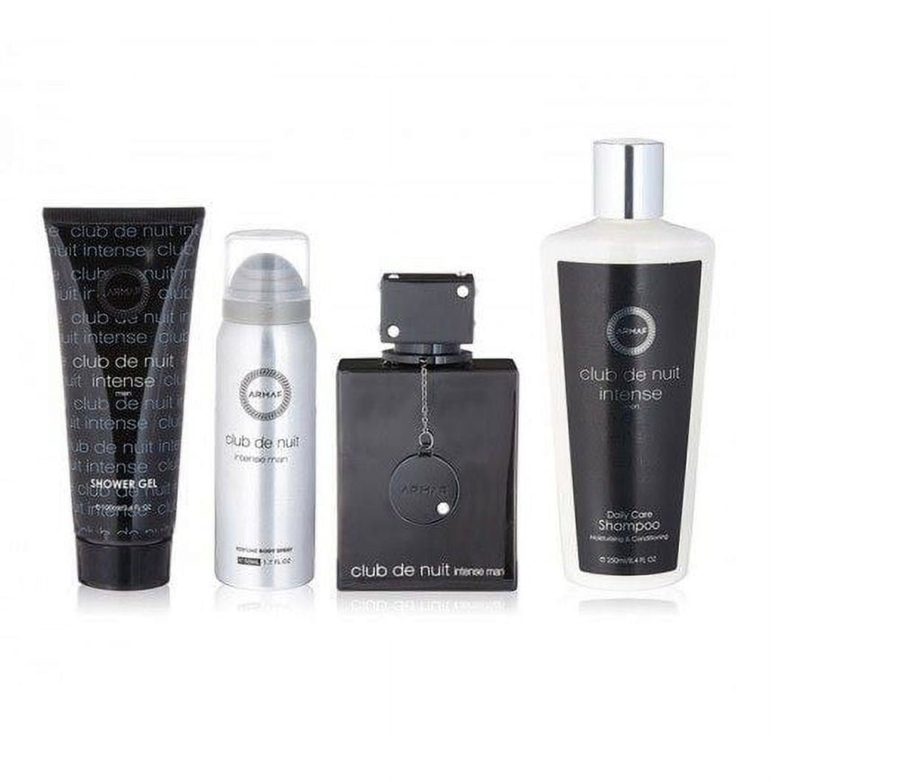 Armaf Club De Nuit Intense 4-Piece Gift Set – EDT 3.4oz + 1.7oz + Body Spray + Shower Gel - Men