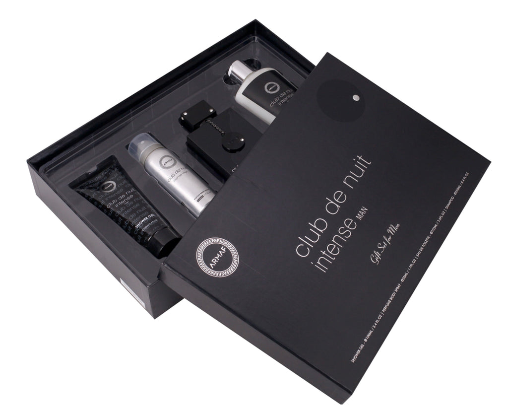 Armaf Club De Nuit Intense 4-Piece Gift Set – EDT 3.4oz + 1.7oz + Body Spray + Shower Gel - Men